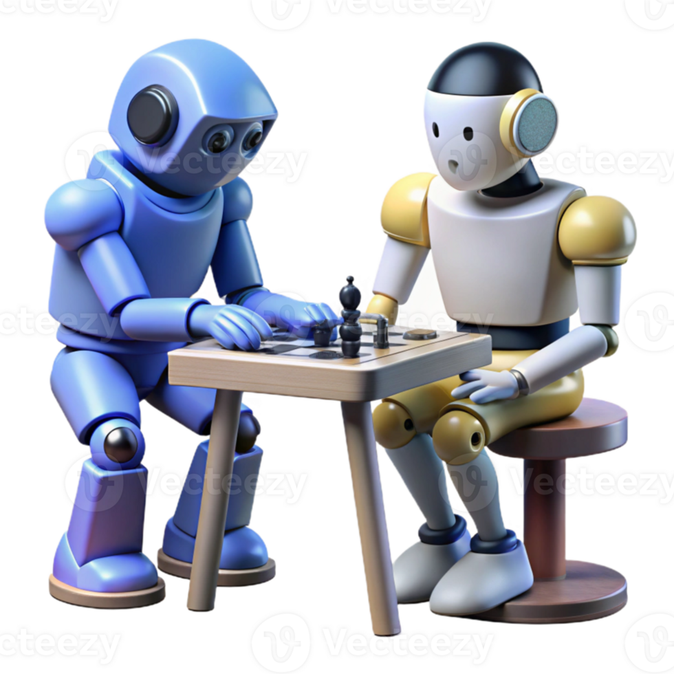 impressive creative A robot playing chess with a human, soft lighting, intellectual, futuristic style original png