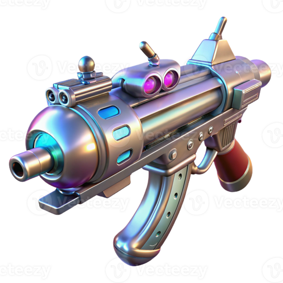 stunning abstract A futuristic weapon, intricate and detailed, floating in zero gravity, metallic and reflective lighting, 3D model render exclusive png