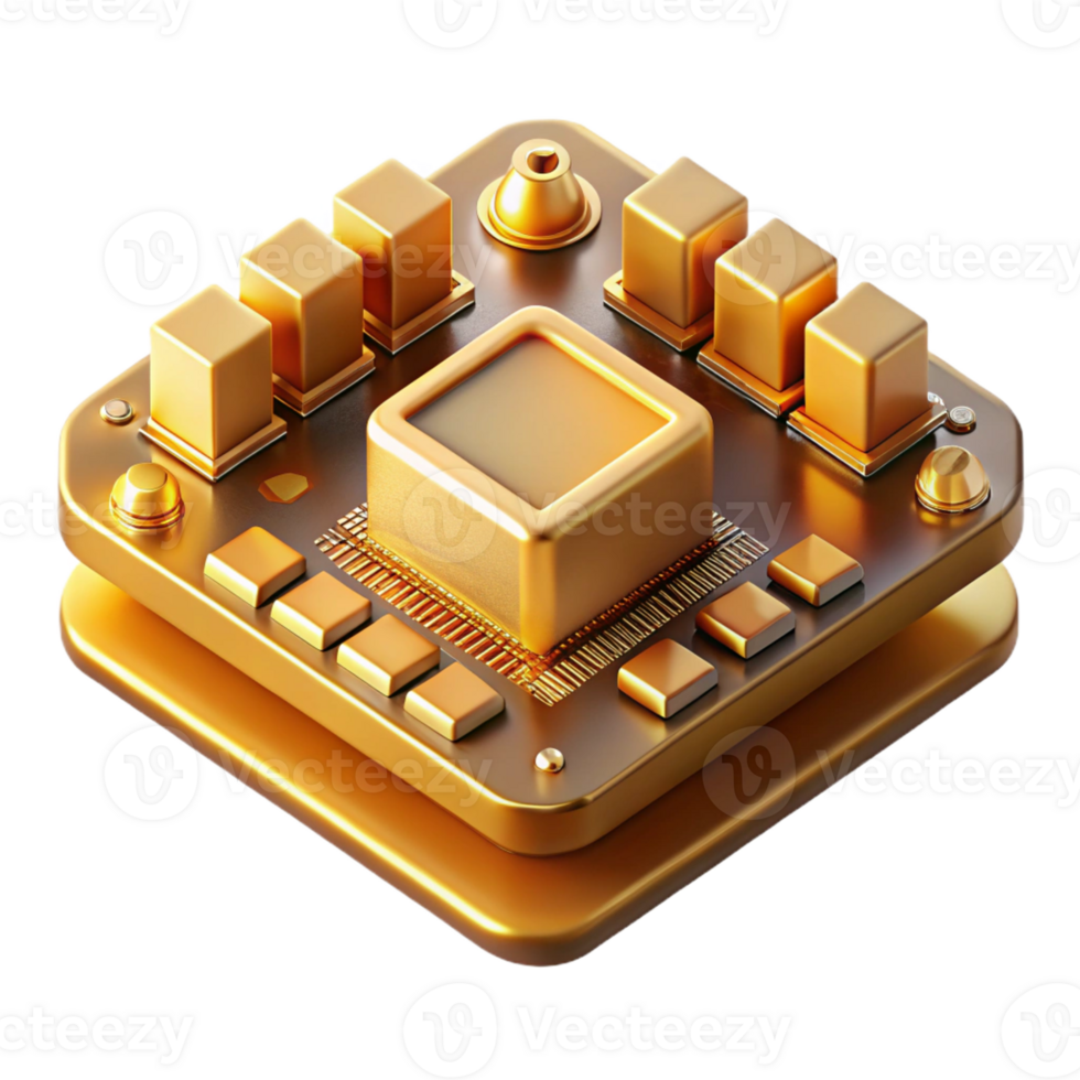 extraordinary minimalist A close-up of a computer motherboard, intricate circuitry and components visible, warm, golden lighting, technical illustration style original png