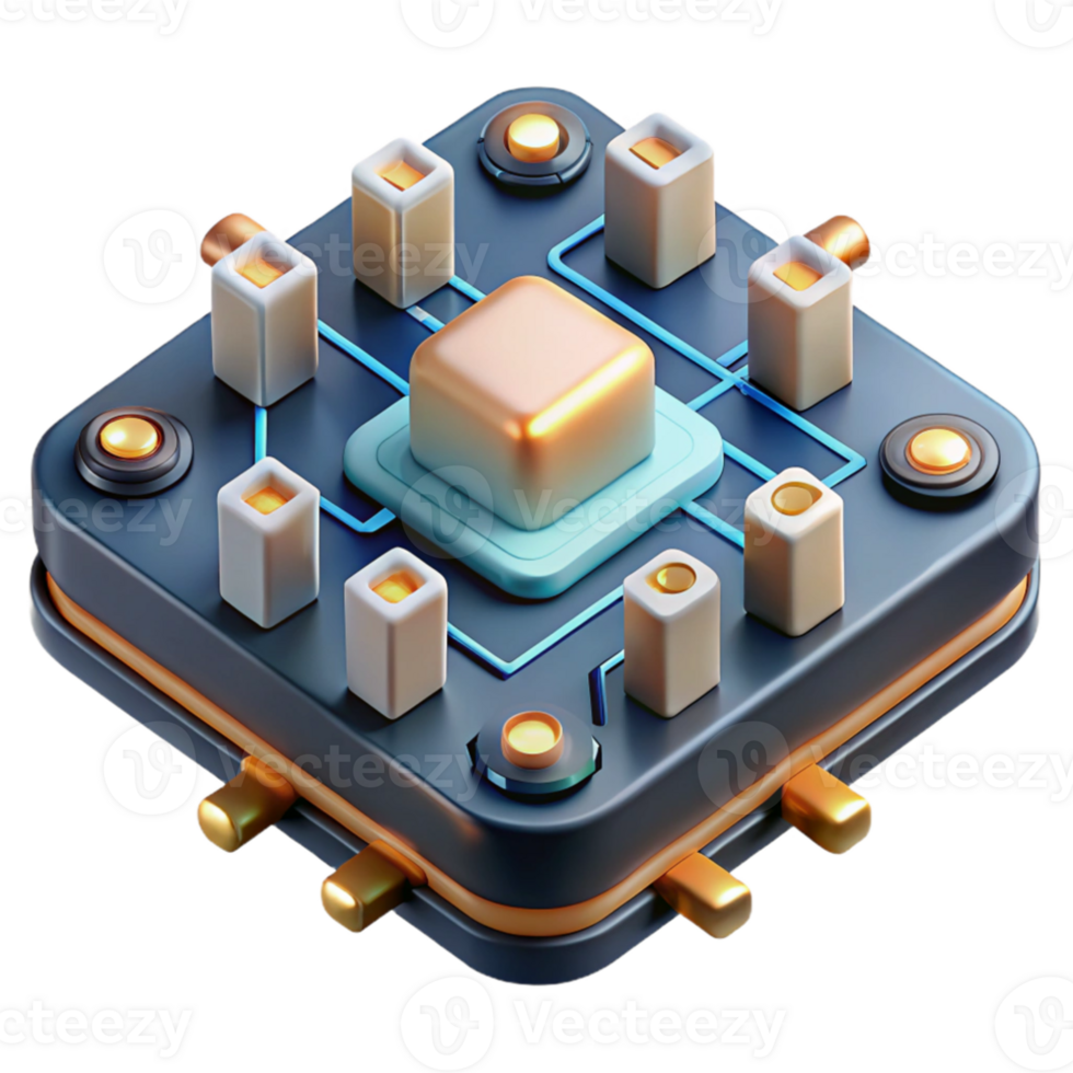 magnificent minimalist A circuit board with glowing components, intricate details, close-up view, realistic style authentic png