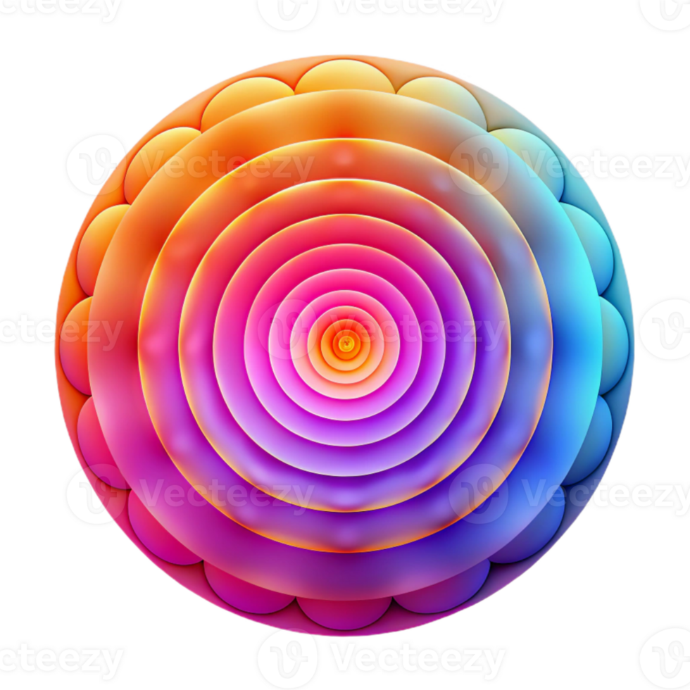 magnificent creative A mesmerizing pattern of concentric circles radiating outwards, rendered in vibrant gradients with a soft focus, psychedelic style exclusive png