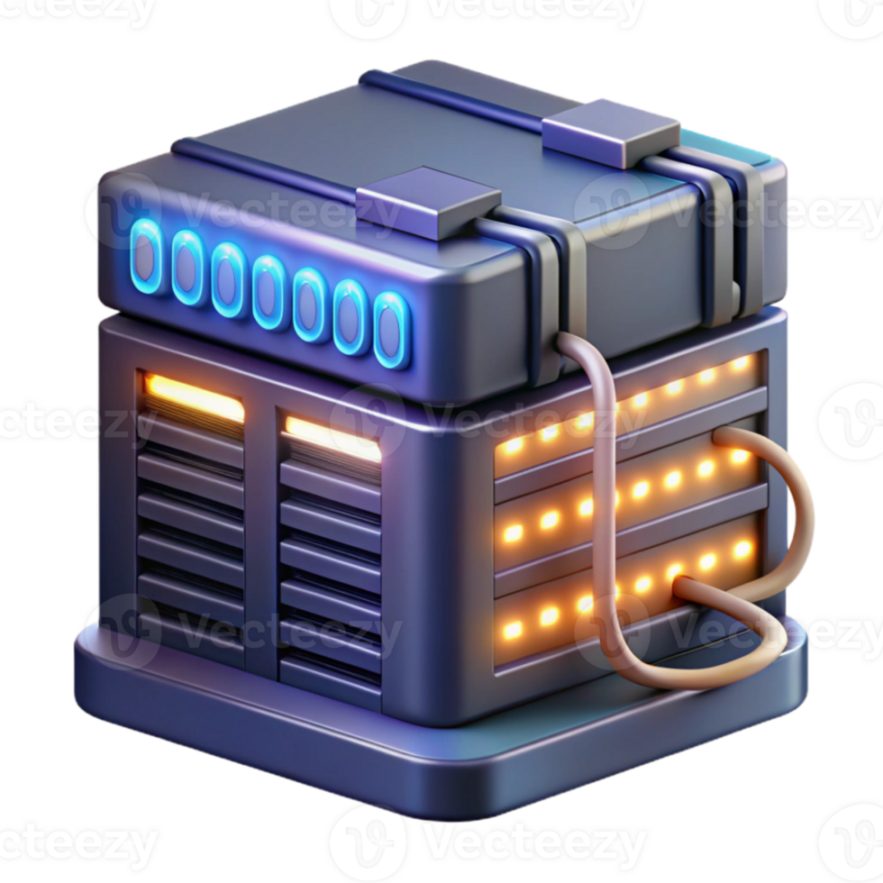 stunning rustic A server rack with glowing lights and cables, intricate detail, data center atmosphere, realistic style authentic png