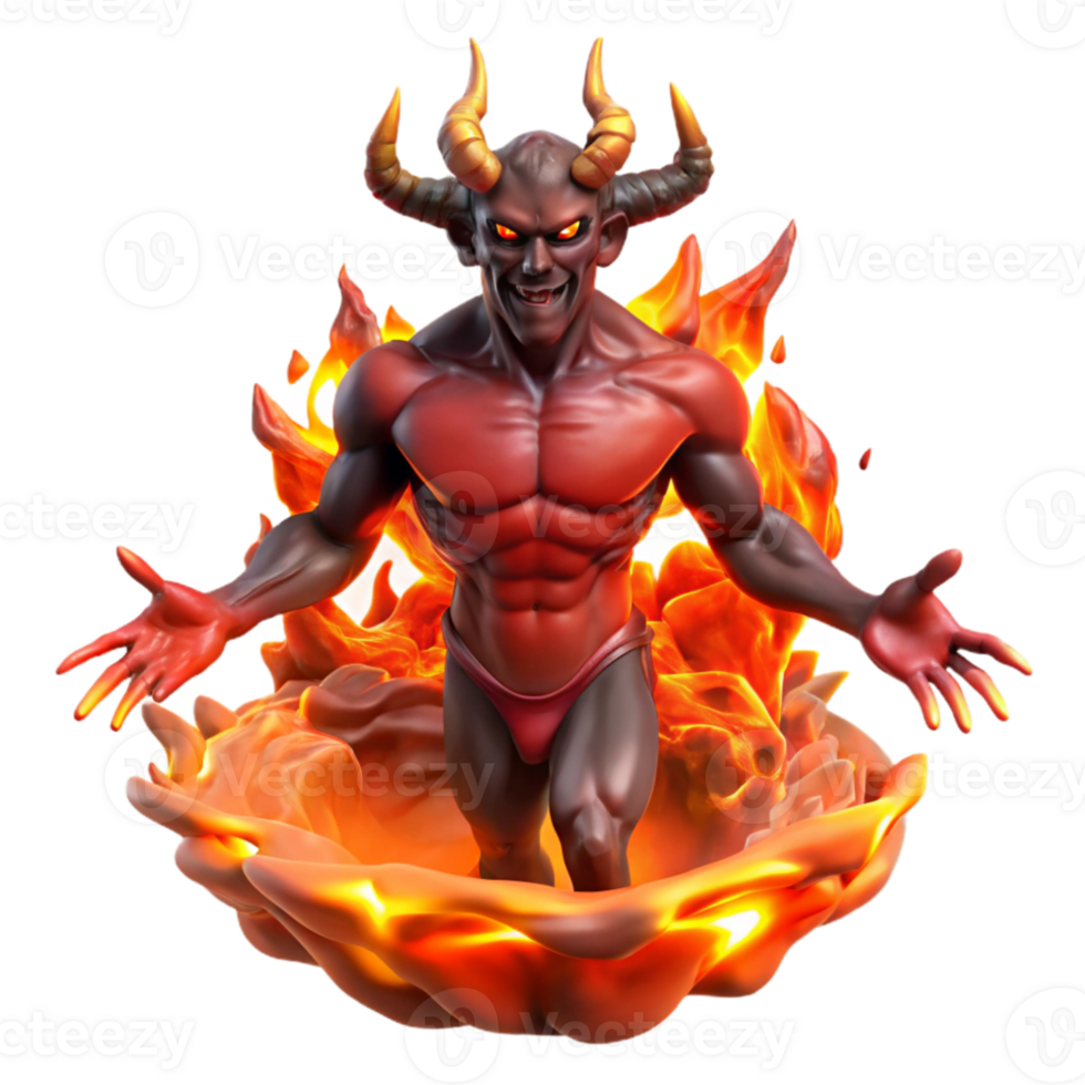 wonderful rustic A powerful demon emerging from the underworld, fiery aura, fantasy art genuine png