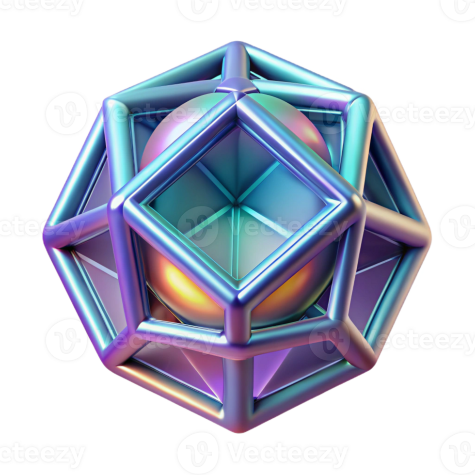 stunning artistic An artificial intelligence represented as a glowing, geometric shape, constantly shifting and evolving, abstract art style genuine png