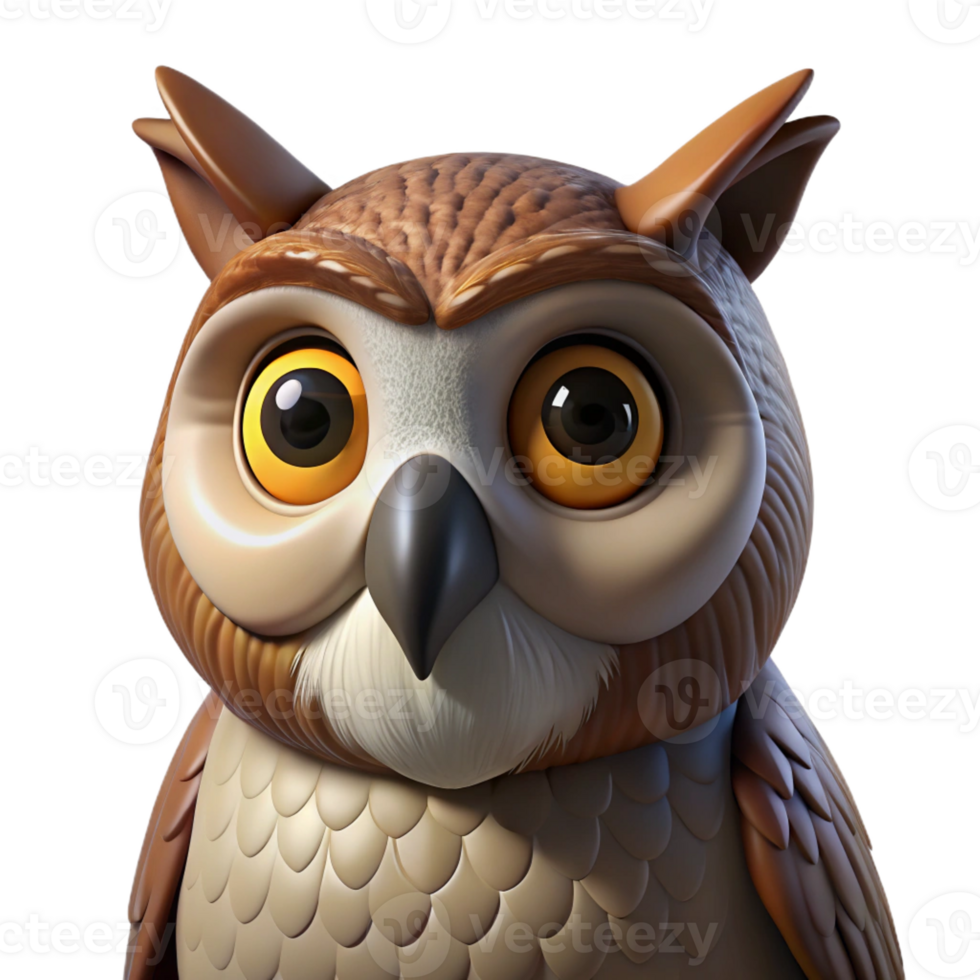 serene artistic Portrait of a wise owl with large eyes, intricate feathers, and a contemplative expression, lit by moonlight, in a nature photography style authentic png