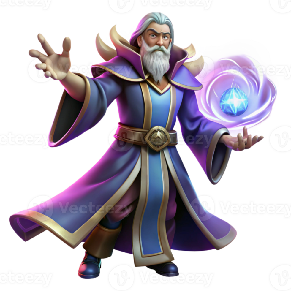 stunning artistic A powerful wizard casting a spell, surrounded by swirling arcane energy, illuminated by the vibrant light of the spell itself. Epic fantasy, digital painting style detailed png