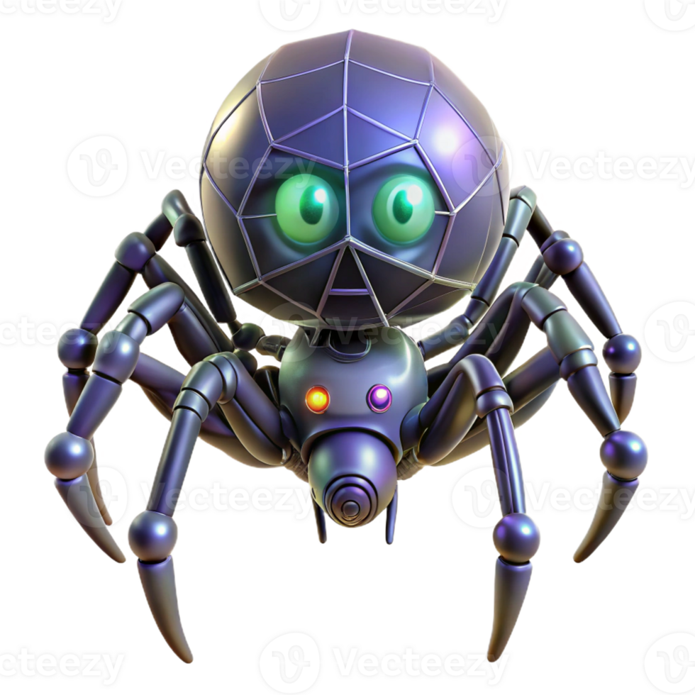 vibrant traditional A robot spider spinning a complex web, lit by moonlight in a nature illustration style detailed png