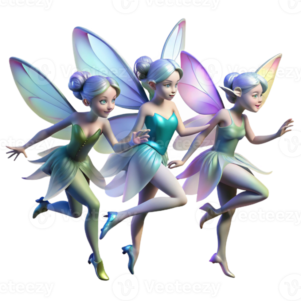 magnificent minimalist A group of fairies dancing in a moonlit glade, their wings shimmering with iridescent colors. Dreamlike fantasy art style high resolution png