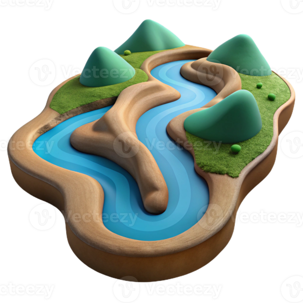 magnificent classic A winding river flowing through a valley, aerial view, serene and picturesque detailed png