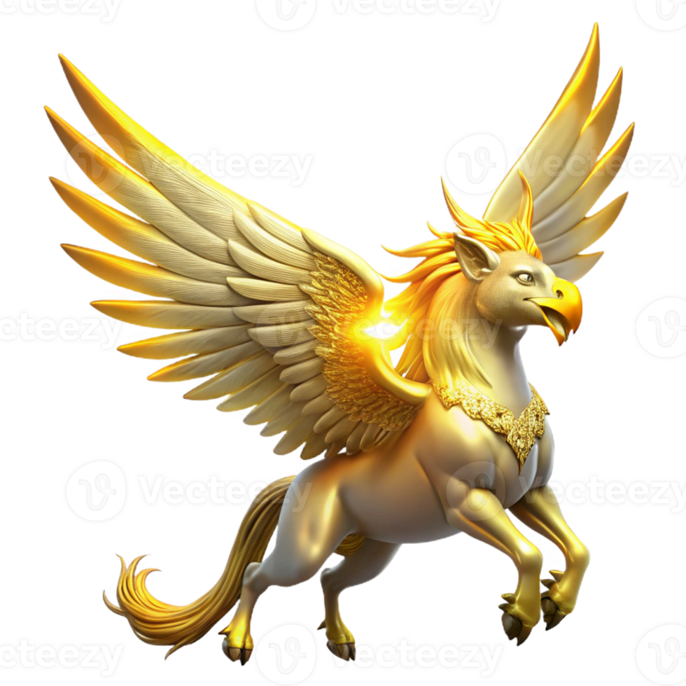 vibrant rustic A majestic griffin, with feathers of gold and wings of pure light, soaring through a starlit sky, illuminated by the celestial glow. Mythological painting style authentic png