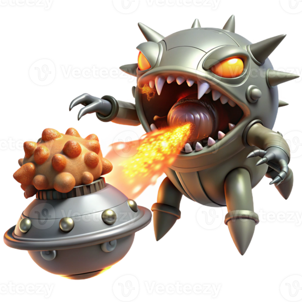 magnificent vintage A spaceship battling a giant space creature, explosive lighting, action-packed, science fiction style high quality png