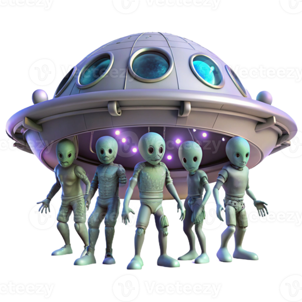 magnificent abstract A group of aliens exploring a derelict spaceship, dim lighting, eerie, horror style 4K png