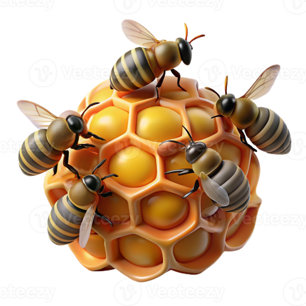 elegant traditional A swarm of bees buzzing around a honeycomb, close-up macro photography, detailed and intricate high resolution png