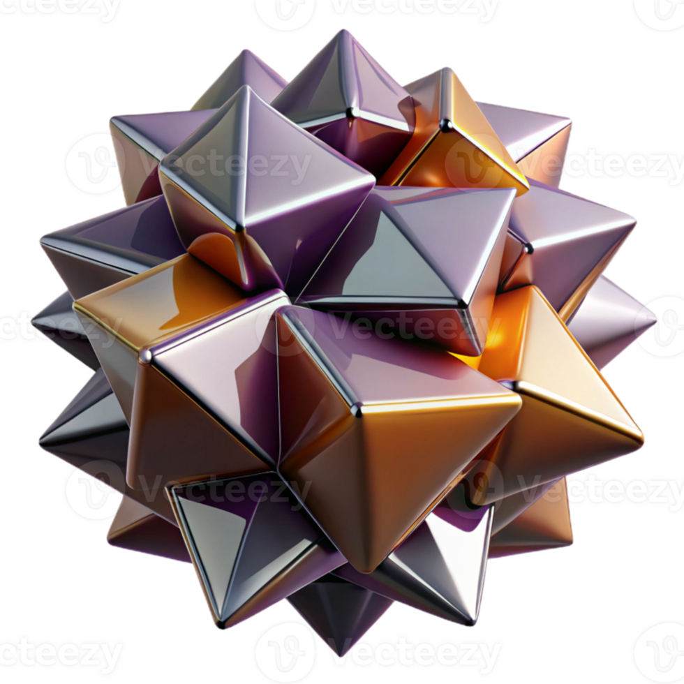 wonderful abstract A dynamic composition of fragmented geometric shapes, rendered in a glossy finish with sharp reflections, cubism style premium png