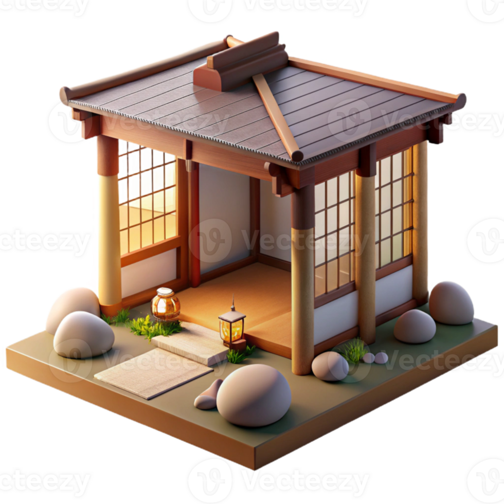 magnificent modern Japanese tea house, traditional tatami mats, shoji screens, soft natural light, minimalist aesthetic, zen garden view genuine png