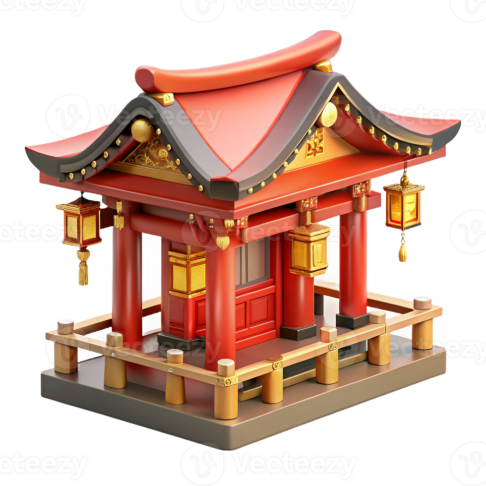 dramatic rustic Traditional Japanese temple, intricate wooden carvings, red and gold details, serene atmosphere, soft lighting professional png