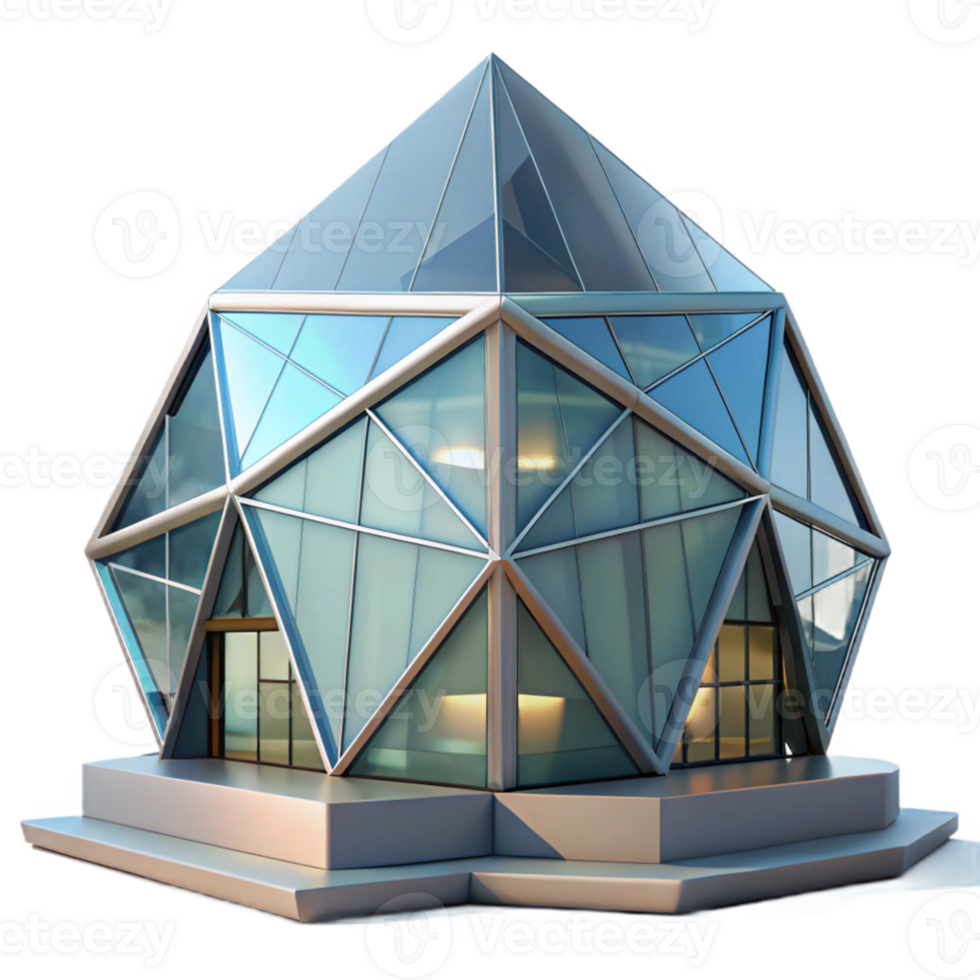 vibrant artistic Crystal-shaped museum, faceted glass exterior, reflecting the surrounding environment, daytime lighting, contemporary architecture exclusive png