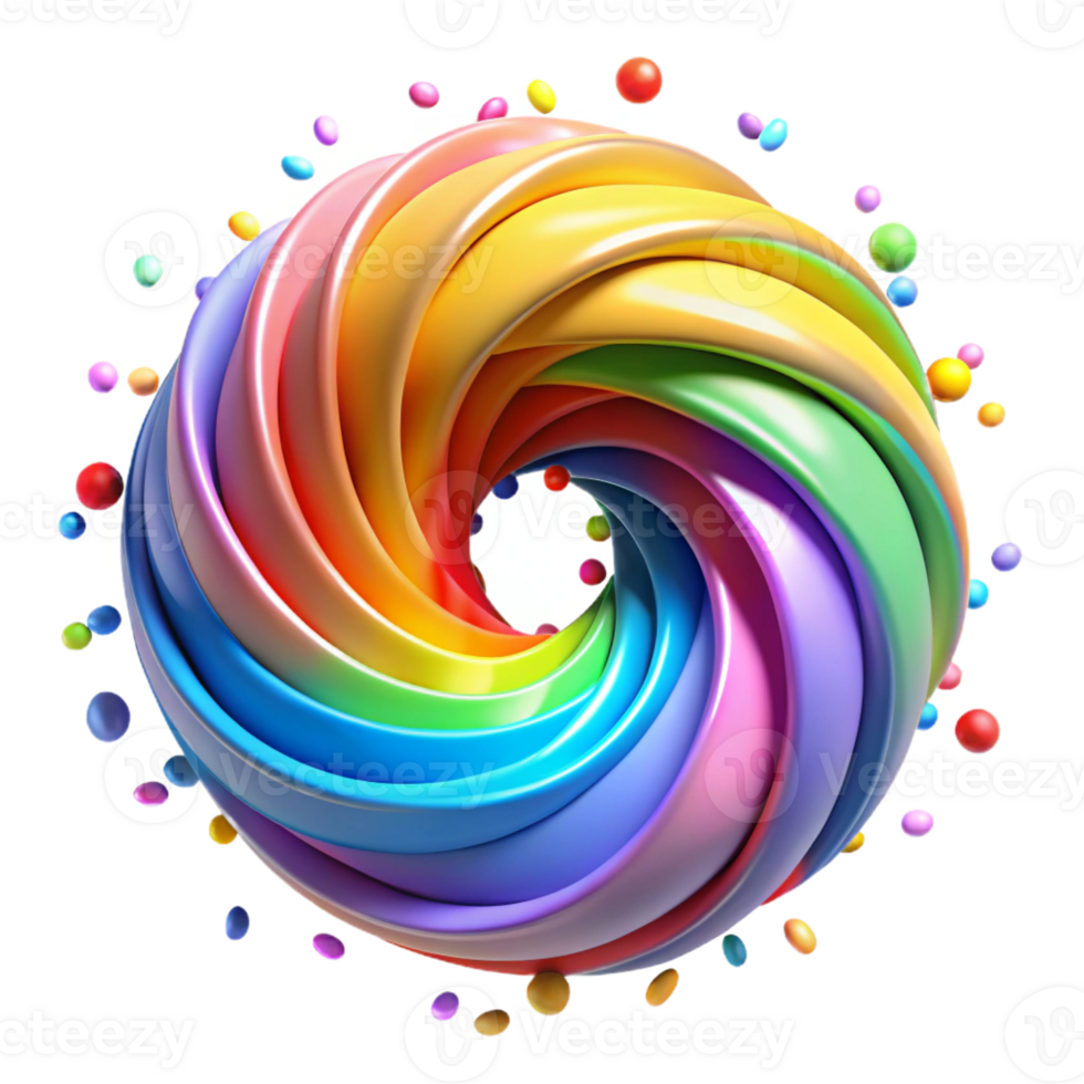 extraordinary artistic A swirling vortex of multicolored confetti representing bursts of magic, illuminated by a rainbow light, in a celebratory graphic design style genuine png