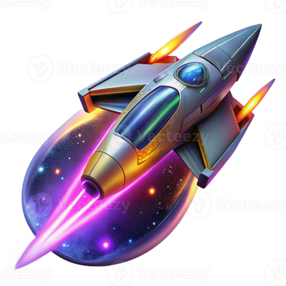 impressive classic A futuristic spaceship soaring through a nebula, sleek design and glowing engine trails, vibrant colors and cosmic dust, space opera style genuine png