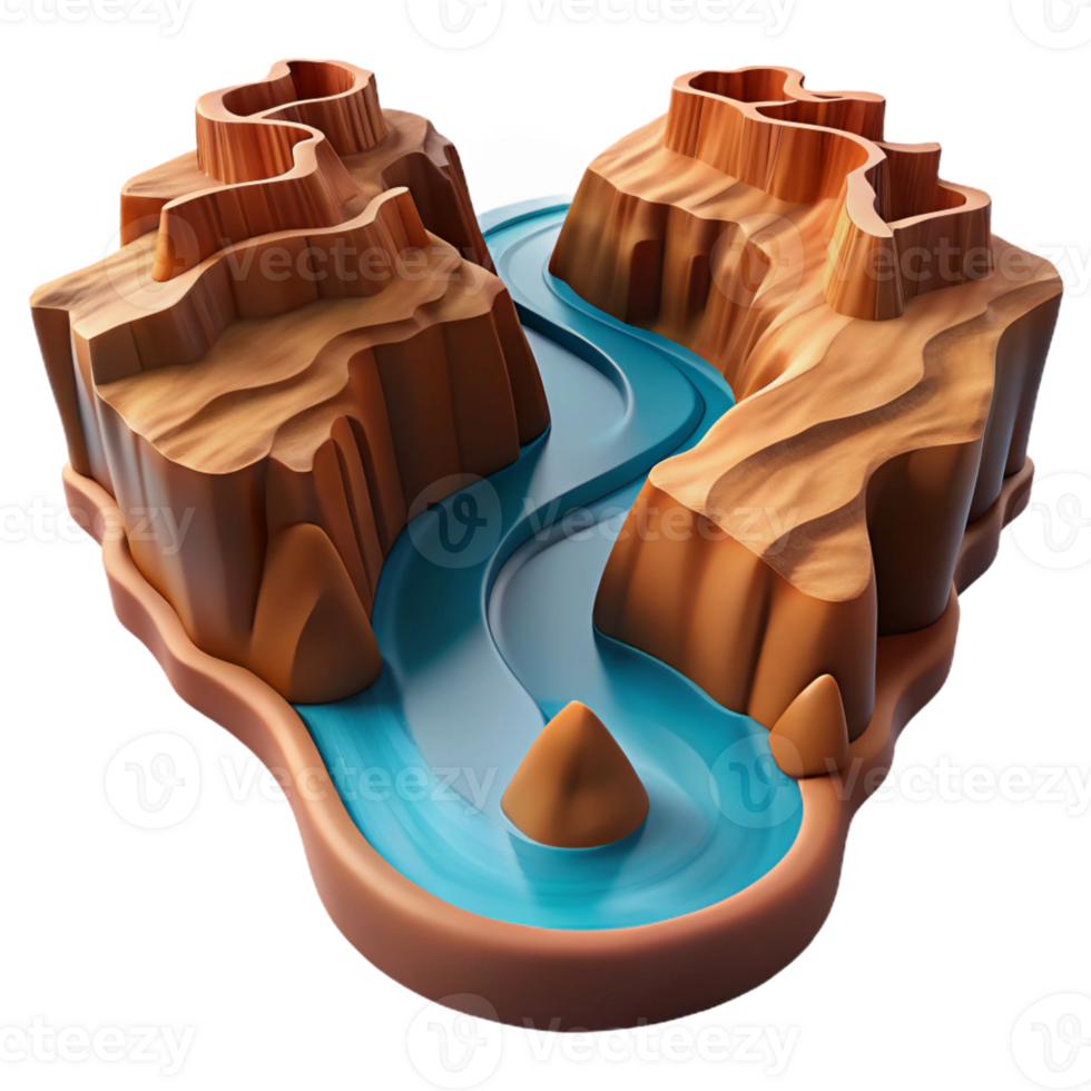 wonderful abstract A winding river carving through a canyon, aerial view, dramatic lighting, vast, landscape photography, high quality png
