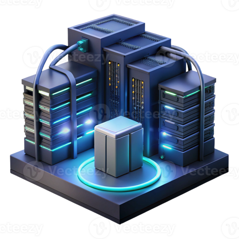 wonderful modern A futuristic server room with glowing cables and data streams, data center environment, dark, moody lighting authentic png