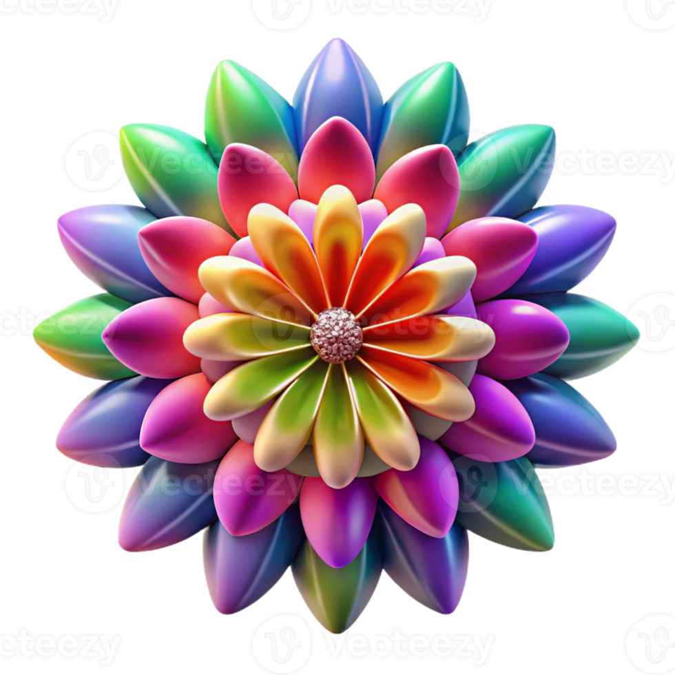vibrant modern A kaleidoscope of flowers in vibrant, unnatural colors, in an abstract art style, exclusive png