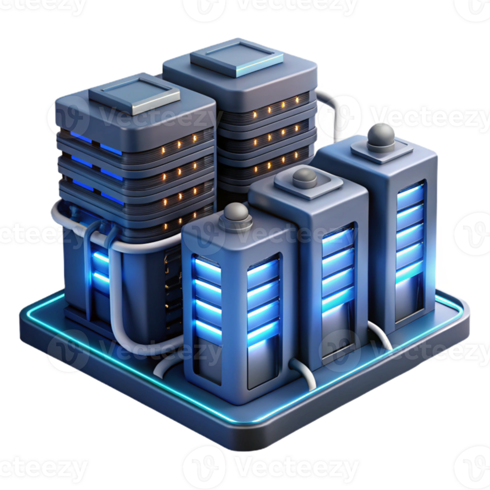 magnificent rustic A futuristic data center with rows of servers and glowing cables, technical illustration style, dark and moody lighting genuine png