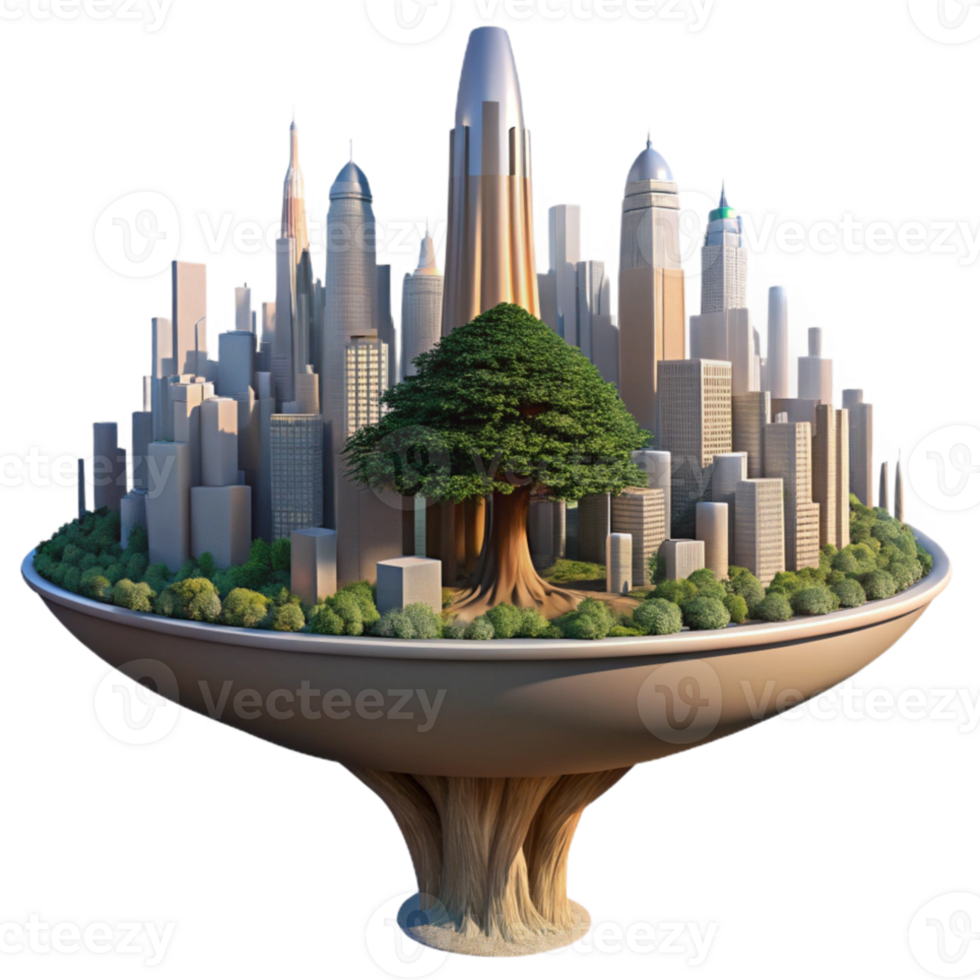 impressive rustic A futuristic cityscape built into a giant sequoia tree, dappled sunlight, hyperrealistic, matte painting style detailed png