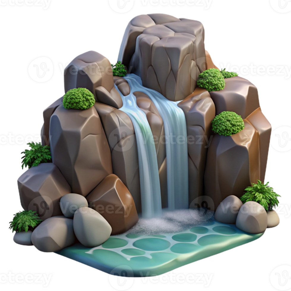 magnificent rustic A waterfall cascading down rocks, long exposure photography style high quality png