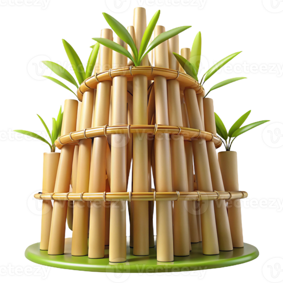 stunning rustic Bamboo skyscraper, organic structure, interwoven bamboo stalks, soft natural light, sustainable architecture, 8k render, professional png