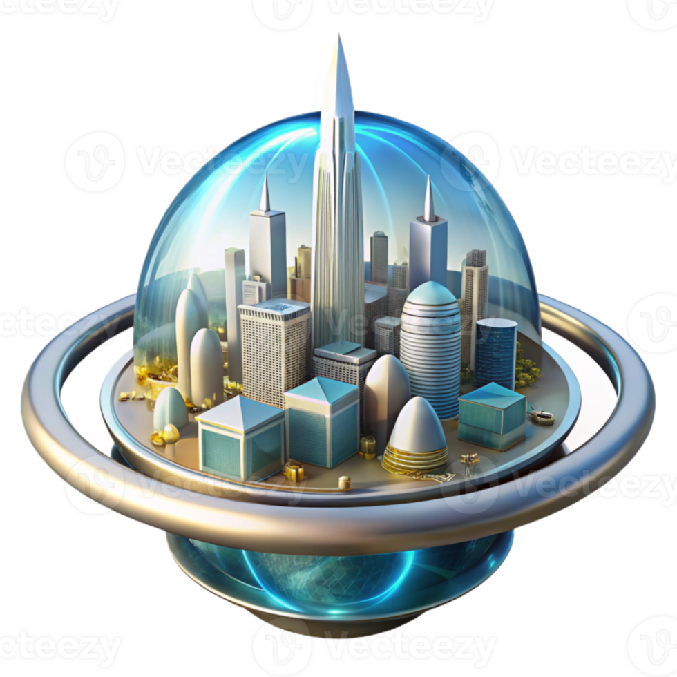 wonderful rustic A futuristic city built on the rings of Saturn, its structures gleaming in the reflected sunlight. Realistic lighting, architectural style professional png