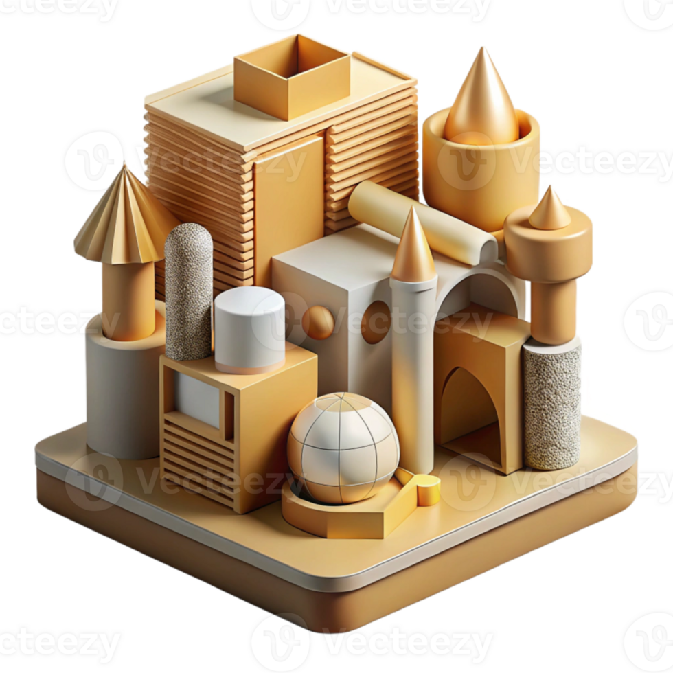 vibrant classic Conceptual architectural model made of cardboard, abstract forms, experimental design, studio lighting detailed png