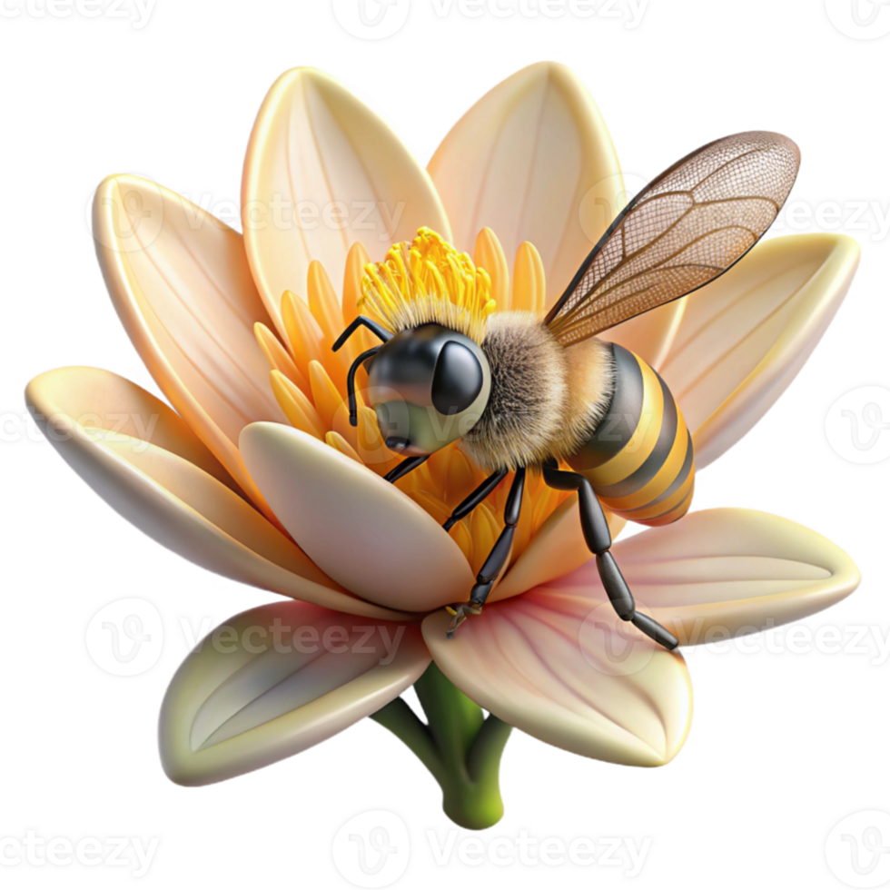 magnificent vintage A close-up of a bee collecting pollen from a flower, macro photography, detailed and intricate premium png