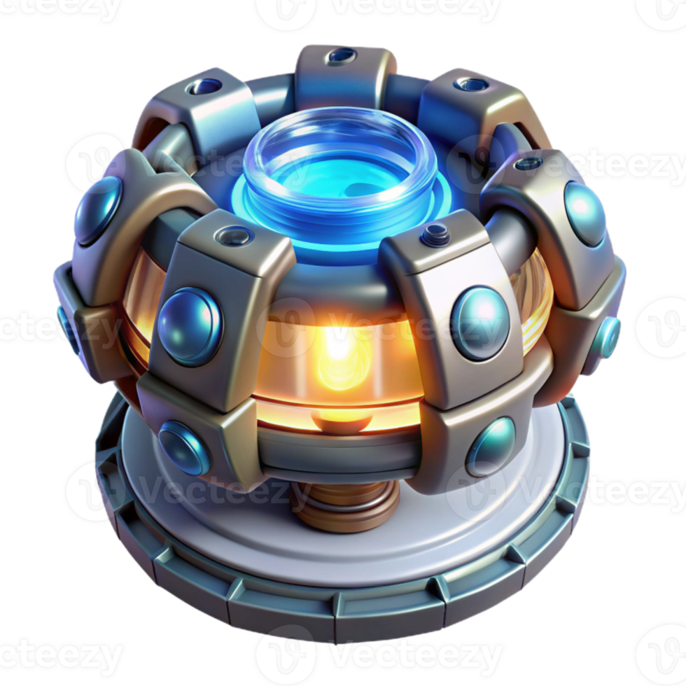dramatic artistic A single, glowing energy cell powering a futuristic device, intricate details and energy flows visible, lit by a soft, internal light. Sci-Fi style exclusive png