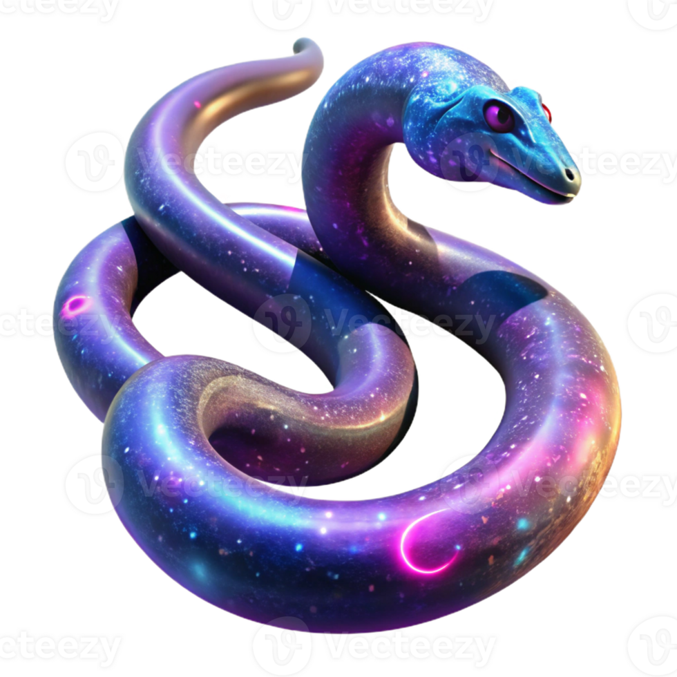 serene creative A cosmic serpent, made of stardust and nebulae, winding through the vastness of space. Fantasy, epic scale, vibrant colors high quality png