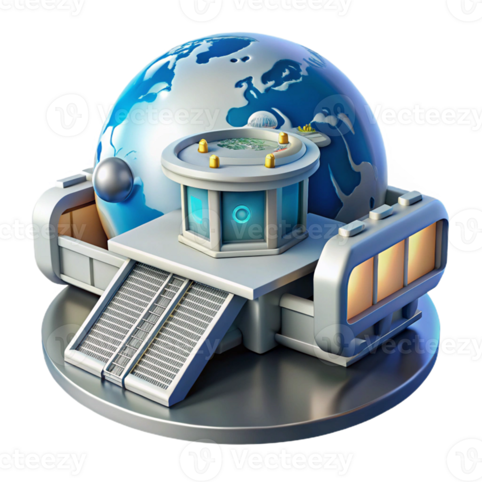 vibrant modern Space station with modular architecture, futuristic design, view of Earth in the background, realistic rendering high resolution png