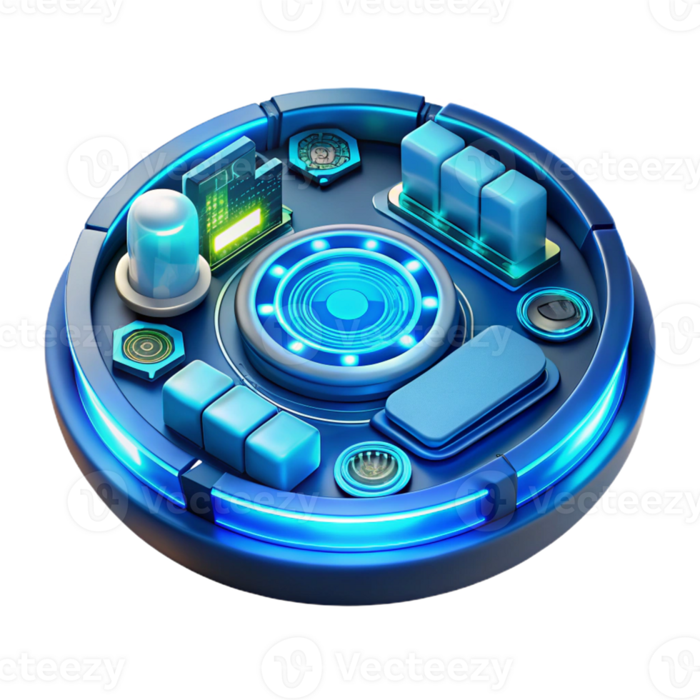 wonderful creative A futuristic HUD interface displaying complex data visualizations, intricate details, glowing neon blue 4K png