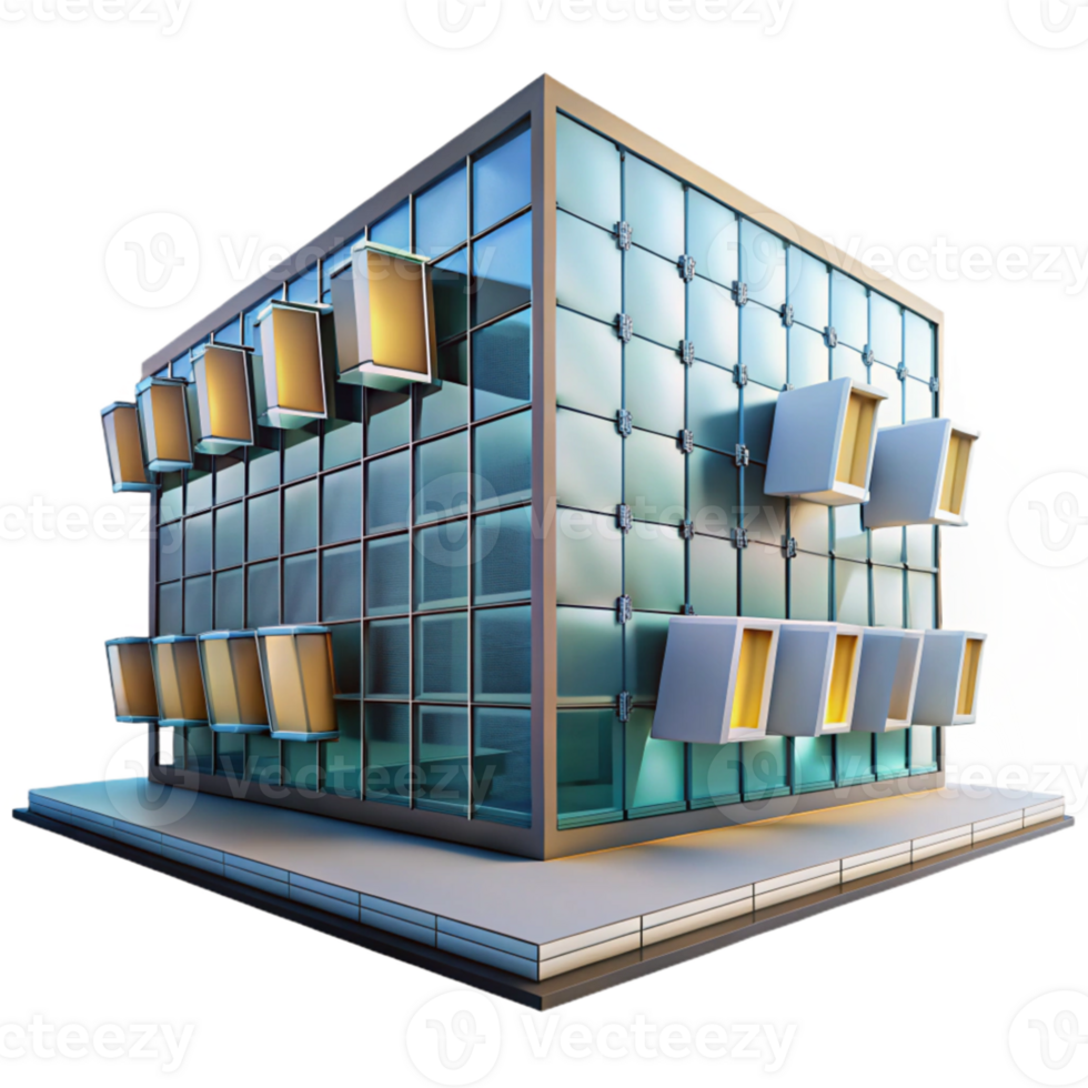 extraordinary abstract Kinetic facade building, moving panels that react to sunlight, dynamic lighting, interactive architecture detailed png
