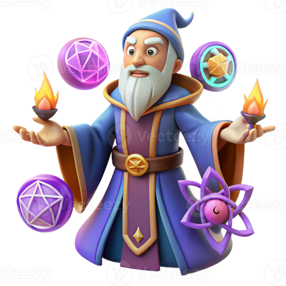 stunning modern A cunning sorcerer casting a spell, surrounded by swirling runes and mystical symbols, vibrant colors, Art Deco style exclusive png