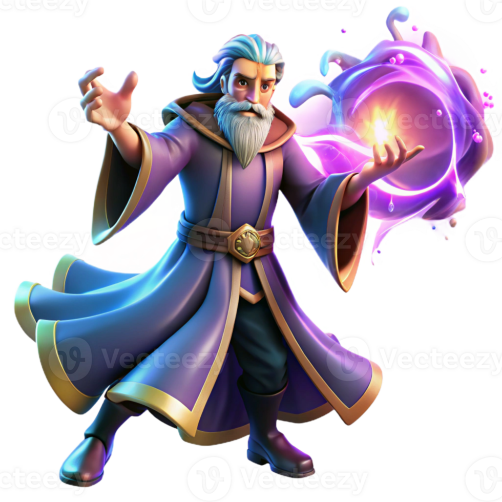 vibrant traditional A powerful wizard casting a spell, surrounded by swirling arcane energy, illuminated by the vibrant light of the spell itself. Epic fantasy, digital painting style 4K png