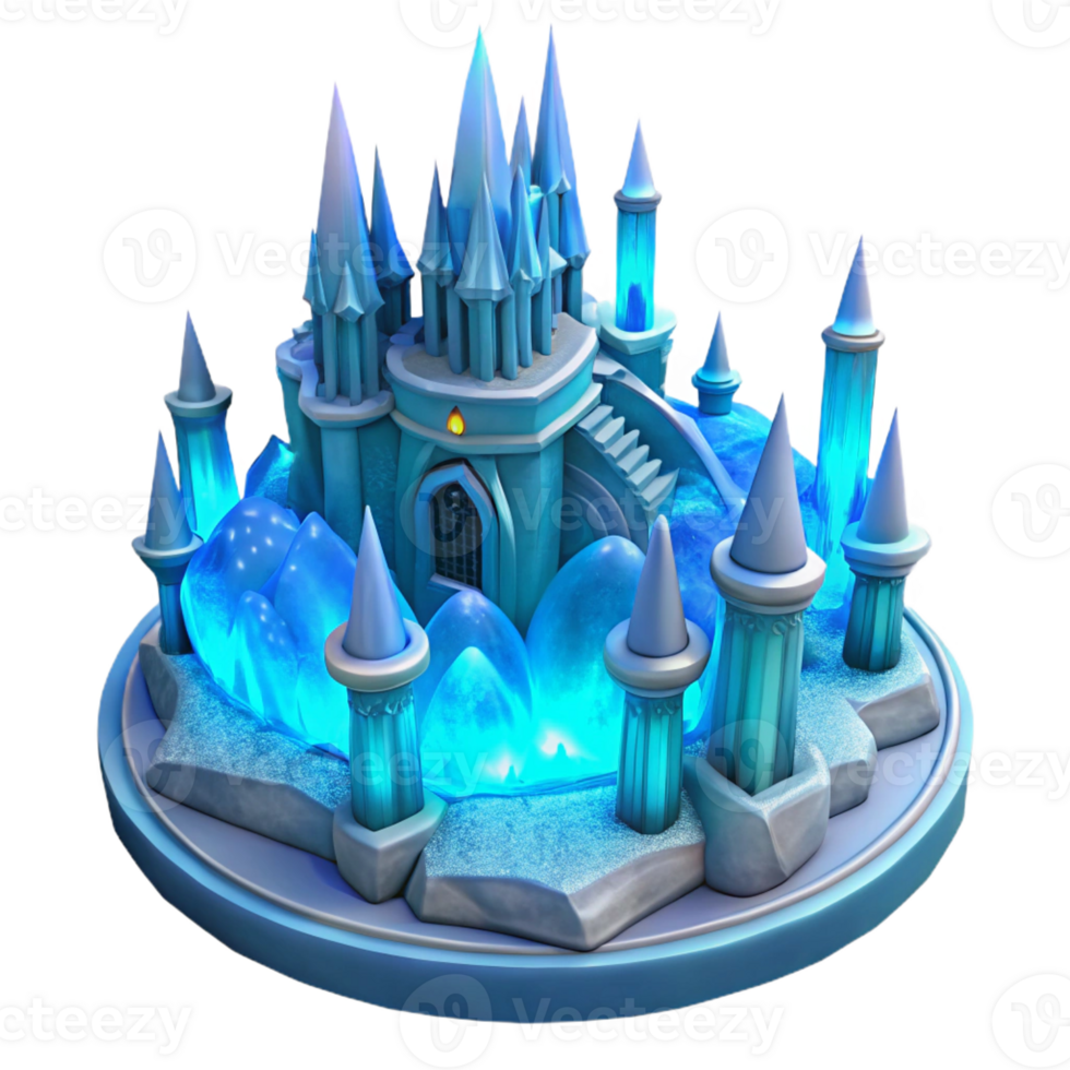 vibrant minimalist An intricate, sculpted underwater ice castle, soft, blue lighting, magical, fantasy art style, authentic png