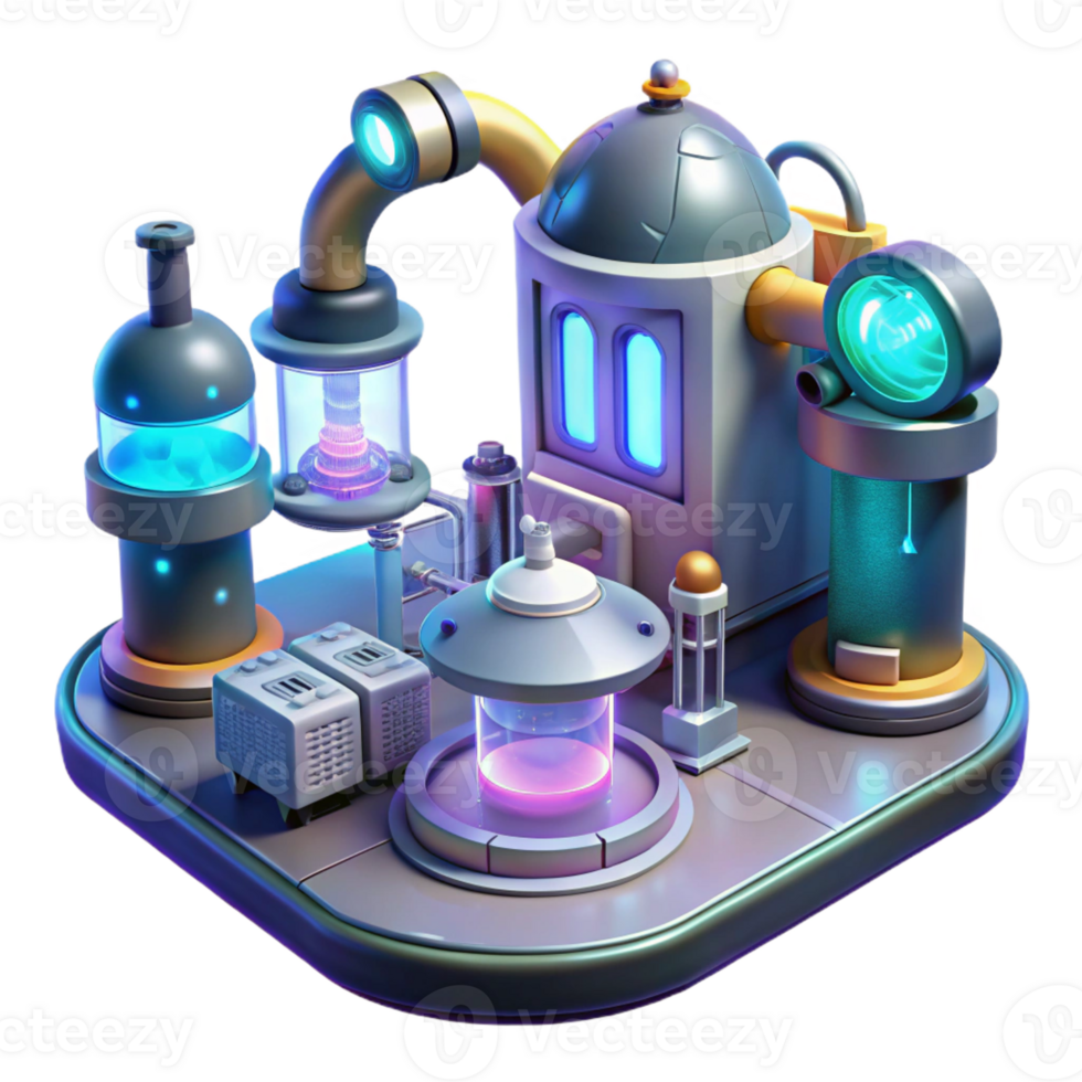 stunning creative A futuristic laboratory with glowing equipment, holographic displays, and robotic arms, illuminated by a cool, sterile light in a scientific style exclusive png