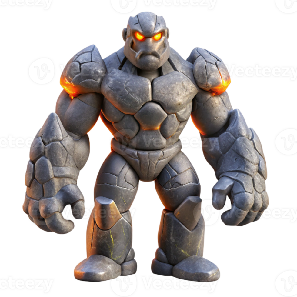 serene modern A towering golem made of polished granite, emanating an aura of ancient power, under a starry night sky. Concept art style high quality png