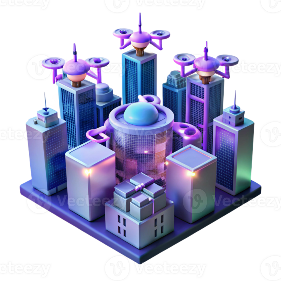 wonderful creative A swarm of autonomous delivery drones flying through a neon-lit cityscape, each carrying a small, glowing package. Futuristic, cyberpunk style detailed png