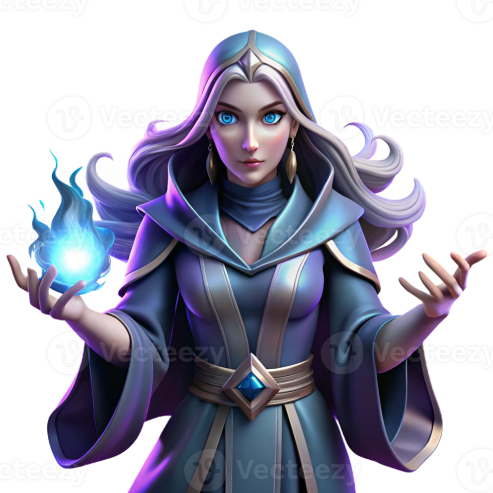 impressive rustic Portrait of a powerful sorceress with glowing hands, flowing robes, and an intense gaze, lit by magical energy, in a fantasy art style exclusive png
