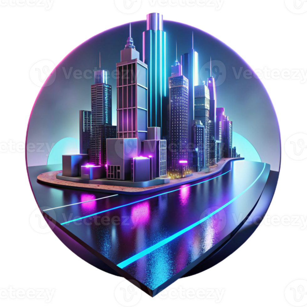 impressive classic A futuristic cityscape reflected in a rain-slicked street, neon lights blurring in the reflection, cyberpunk style, photorealistic authentic png