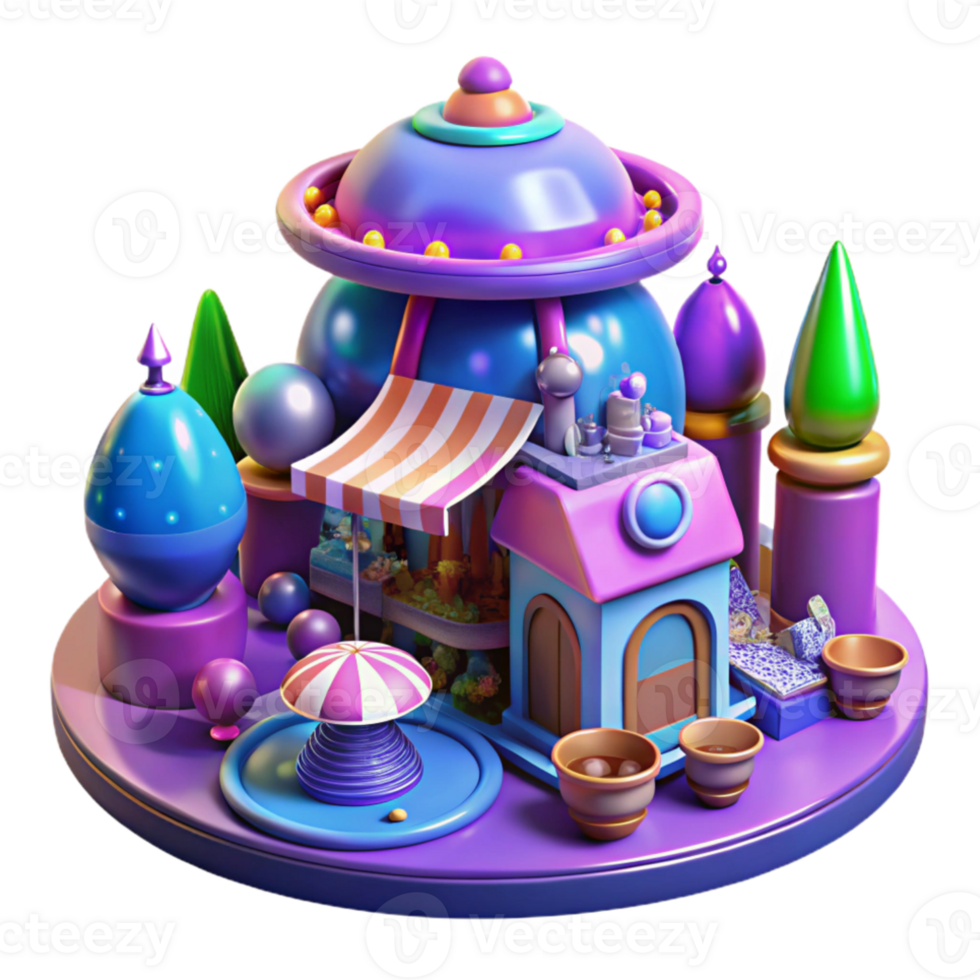 magnificent contemporary A futuristic marketplace filled with strange alien goods, vibrant colors, exotic, fantasy style authentic png