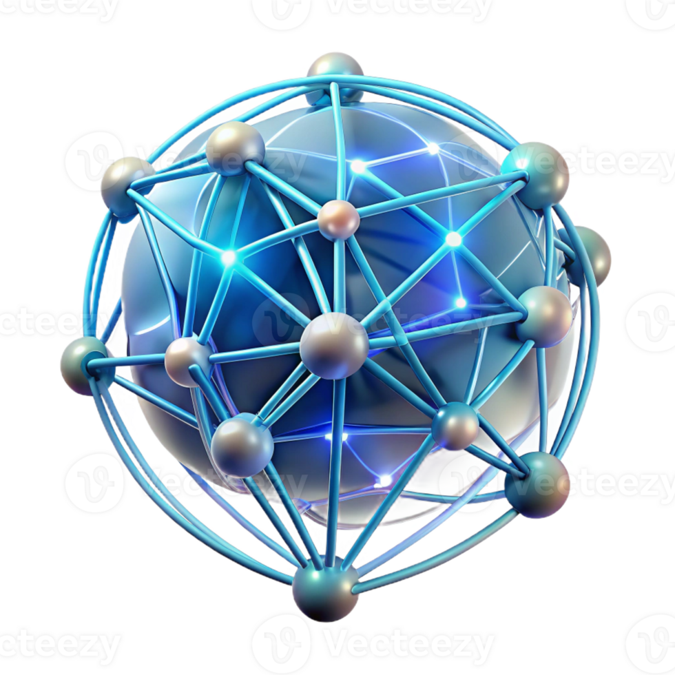 elegant contemporary A network of interconnected, glowing lines and nodes, forming a complex, abstract brain structure, with a futuristic, scientific feel authentic png
