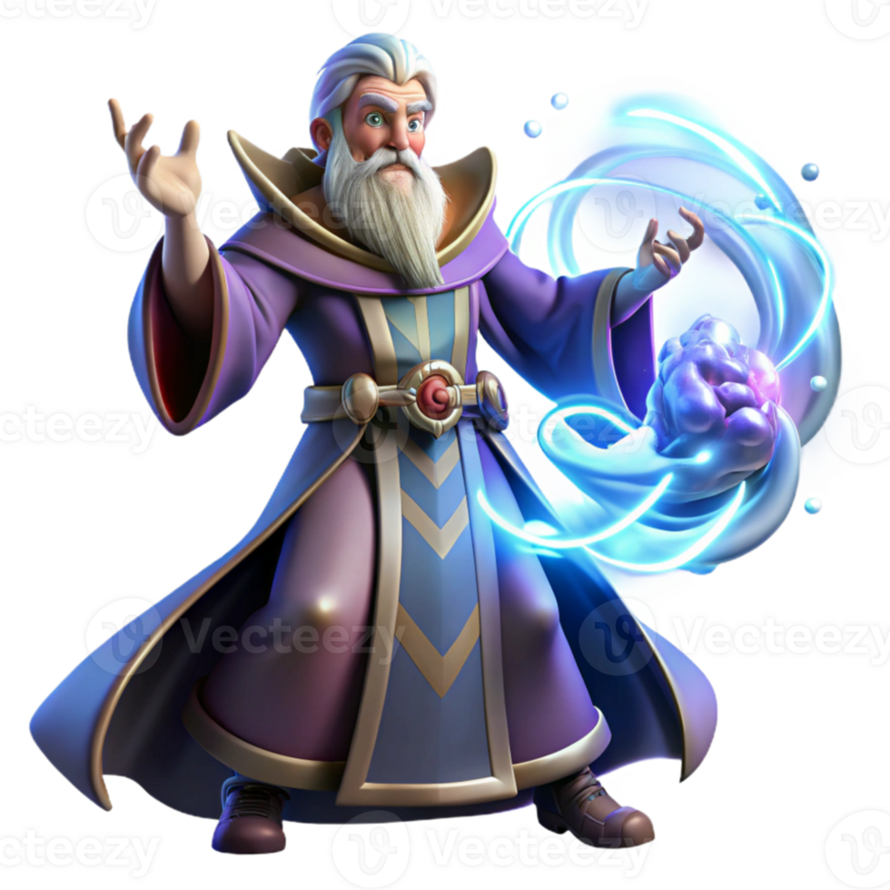 stunning abstract A powerful wizard casting a spell, surrounded by swirling arcane energy, illuminated by the vibrant light of the spell itself. Epic fantasy, digital painting style professional png