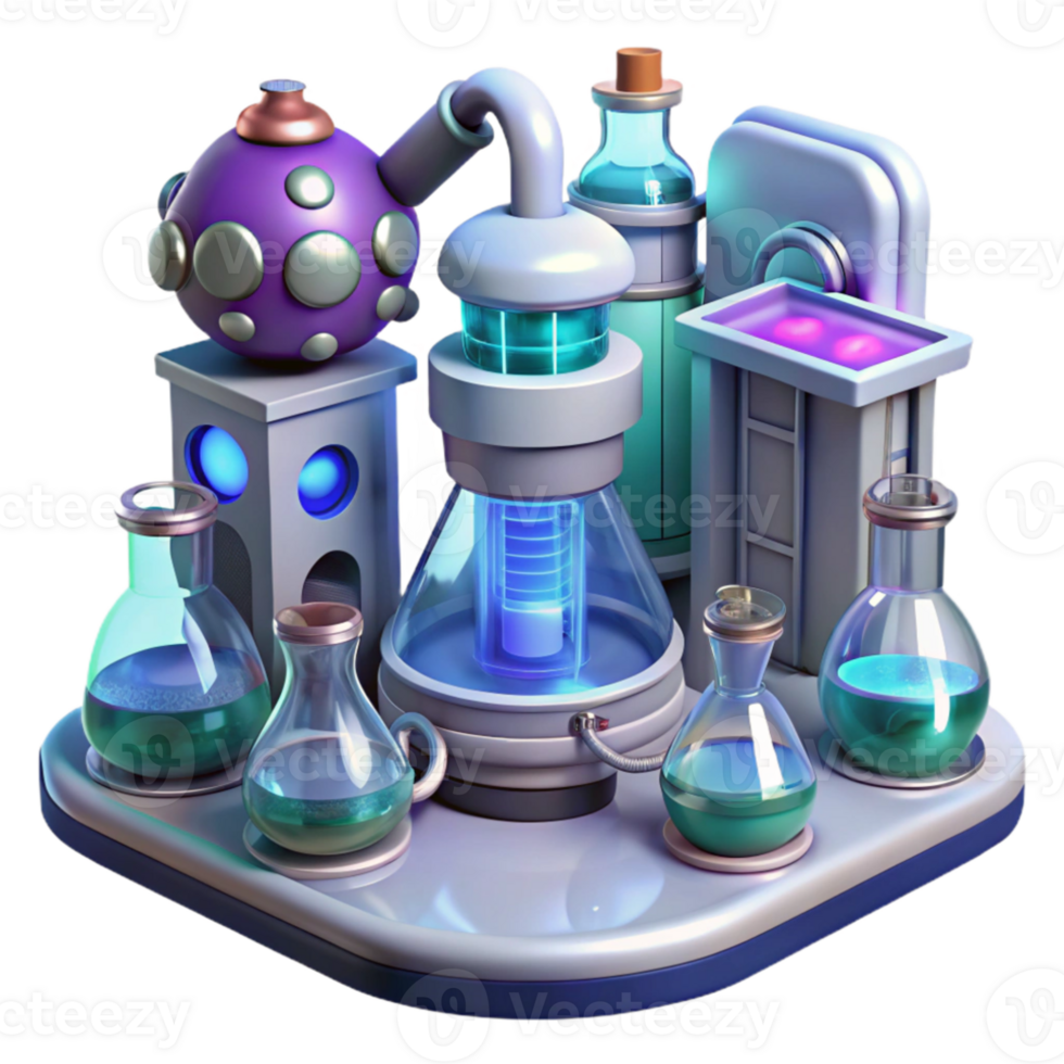 elegant contemporary A futuristic laboratory filled with advanced scientific equipment, sterile, bright lighting, scientific illustration style genuine png